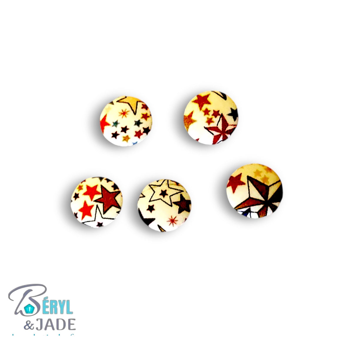 Lot de cinq boutons Liberty semi-bombés 12 mm - Boutons pour chemise homme
