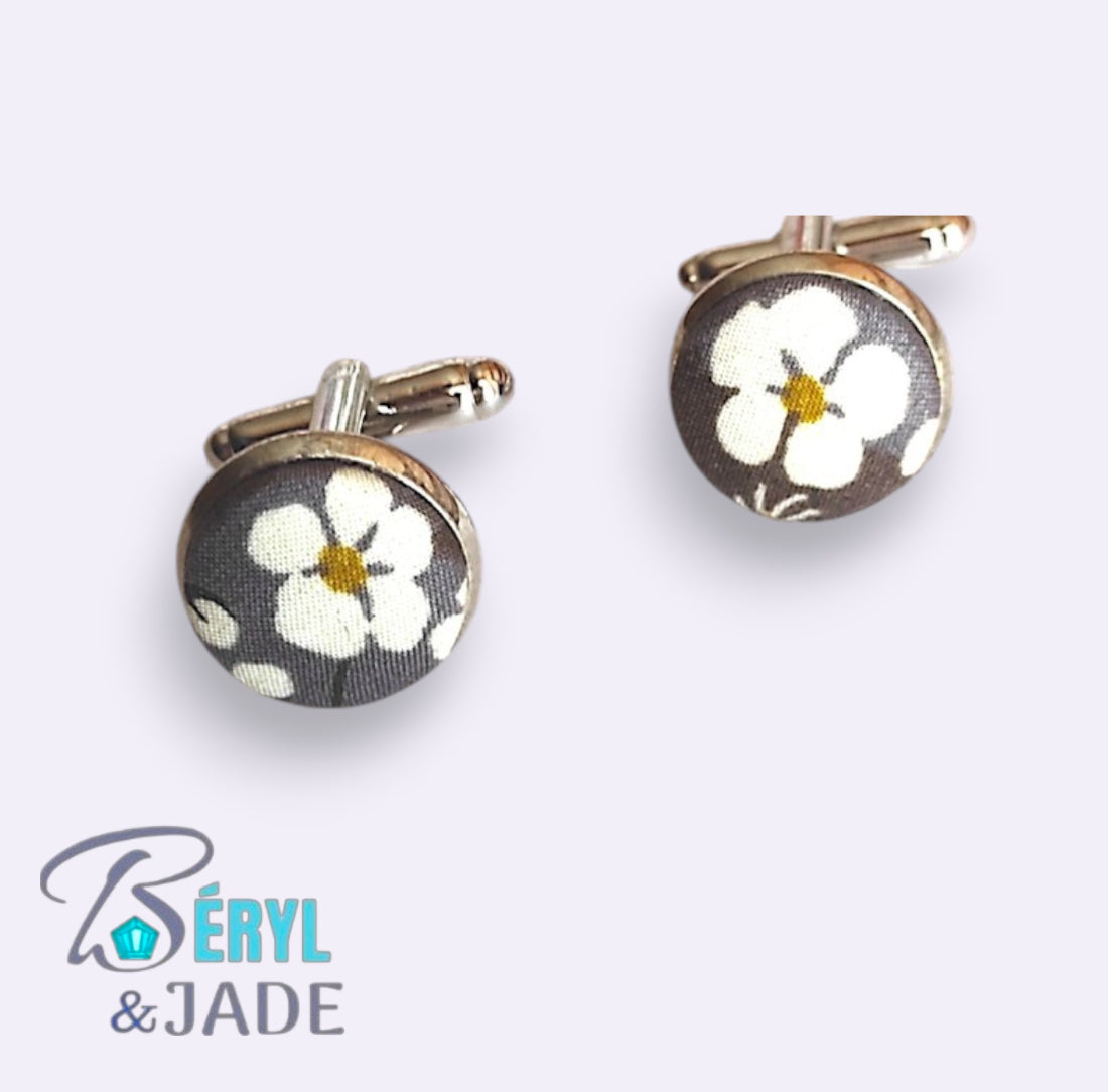 BOUTONS de MANCHETTE  Tissus Liberty aux fonds sombres