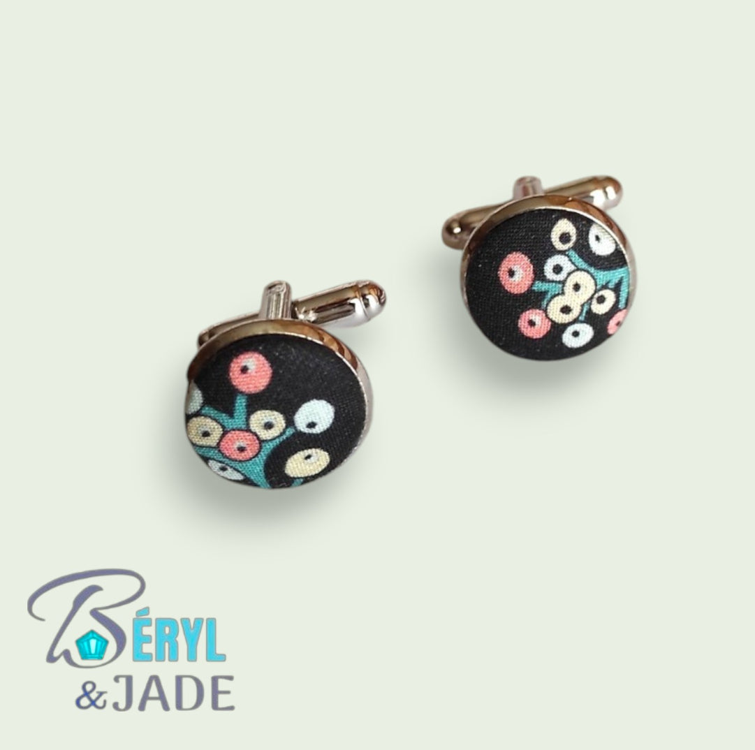BOUTONS de MANCHETTE  Tissus Liberty aux fonds sombres