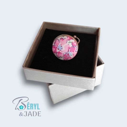 BAGUE Tissu Liberty et Acier couleurs fruitées