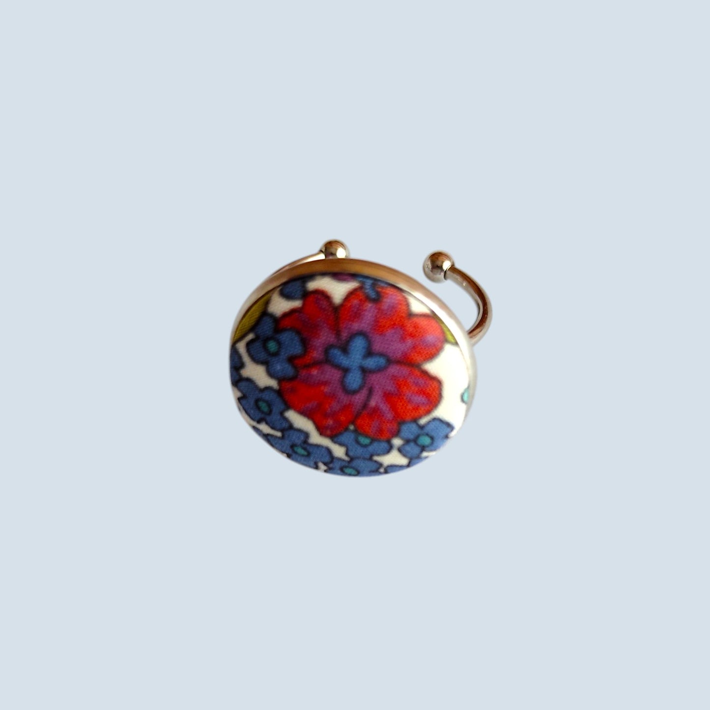 BAGUE Tissu Liberty et Acier couleurs fruitées
