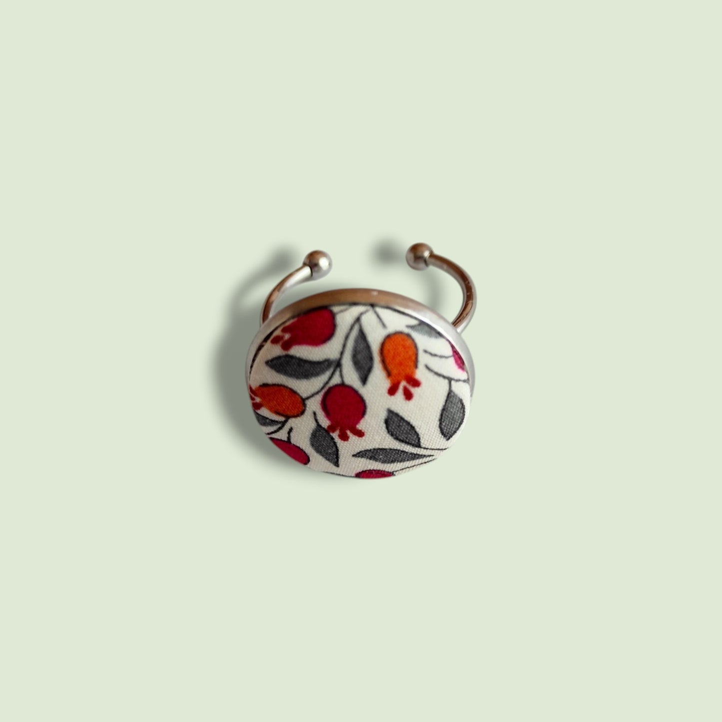 BAGUE Tissu Liberty et Acier couleurs fruitées