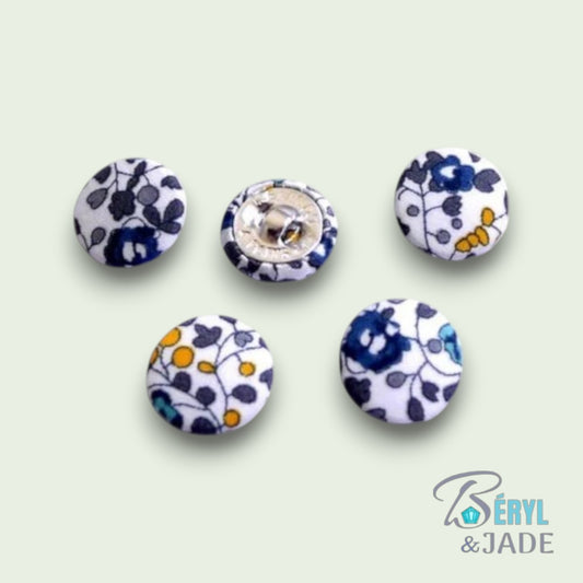 Lot de cinq boutons Liberty semi-bombés 12 mm - Boutons pour chemise homme