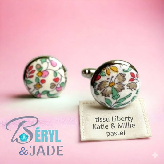 BOUTONS de MANCHETTE personnalisés avec du Tissu Liberty