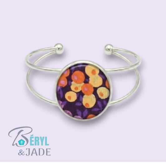 BRACELET Jonc Tissu Liberty Wiltshire aux fonds sombres