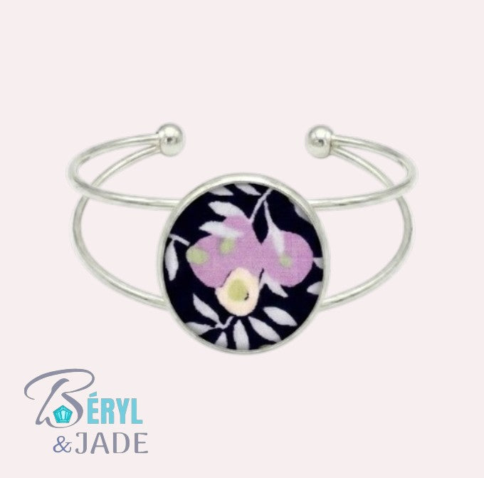 BRACELET Jonc Tissu Liberty Wiltshire aux fonds sombres