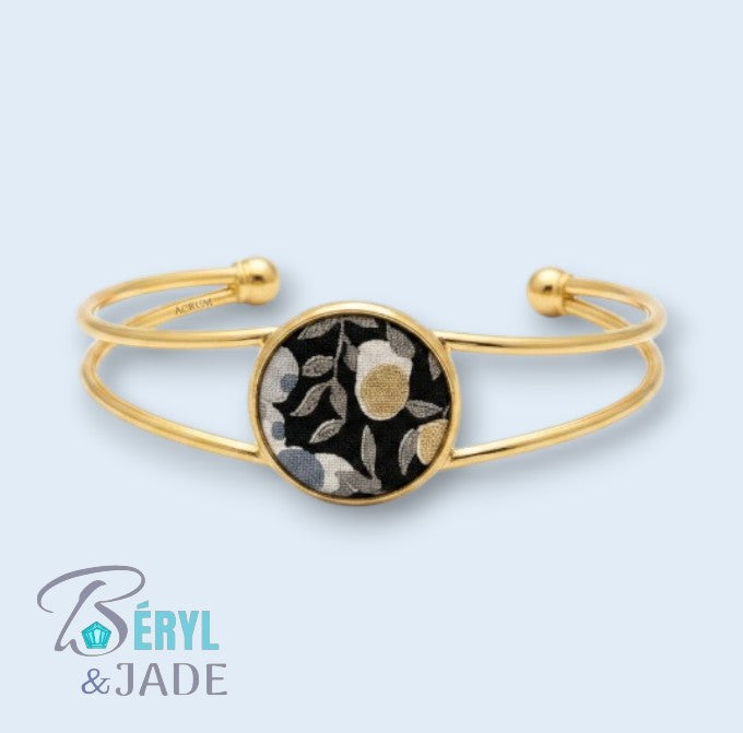 BRACELET Jonc Tissu Liberty Wiltshire aux fonds sombres