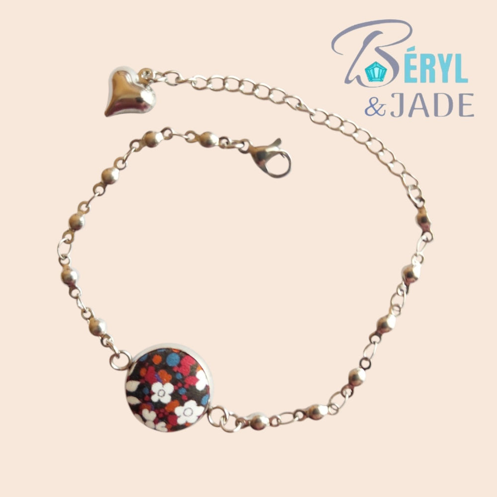 BRACELET tissu Liberty et Acier : Collection " Couleurs Fruitées "