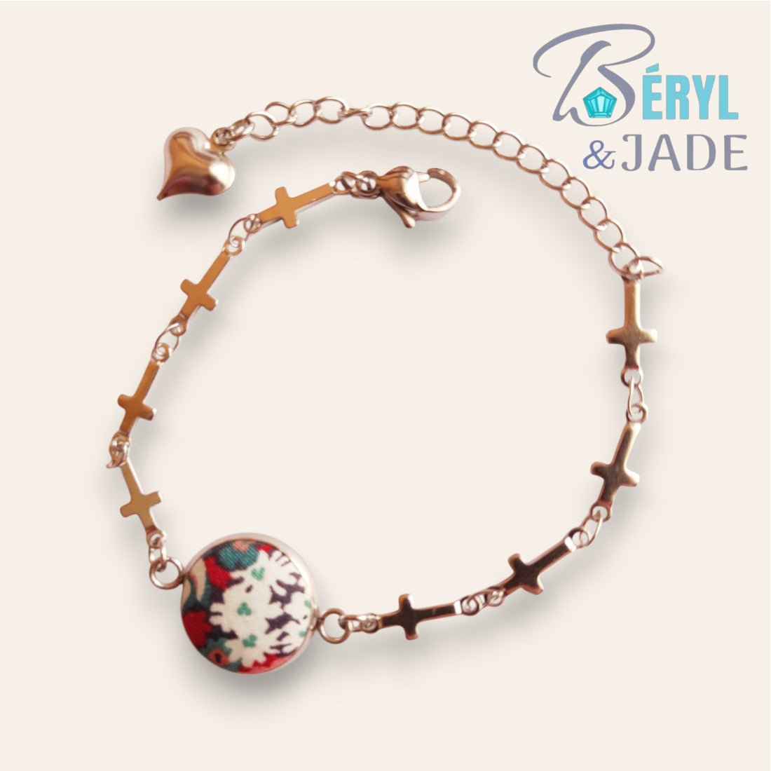 BRACELET tissu Liberty et Acier : Collection " Couleurs Fruitées "