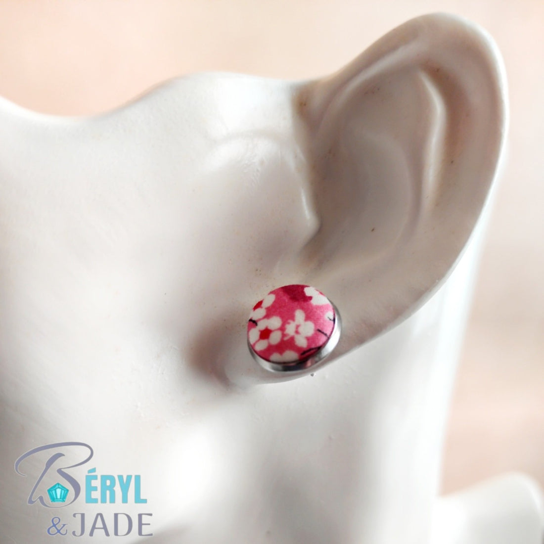 CLOUS D'OREILLE tissu Liberty et acier - couleurs fruitées