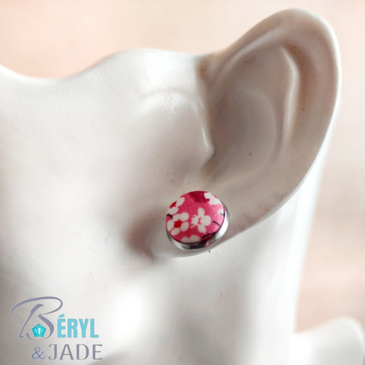 CLOUS D'OREILLE tissu Liberty et acier - couleurs fruitées