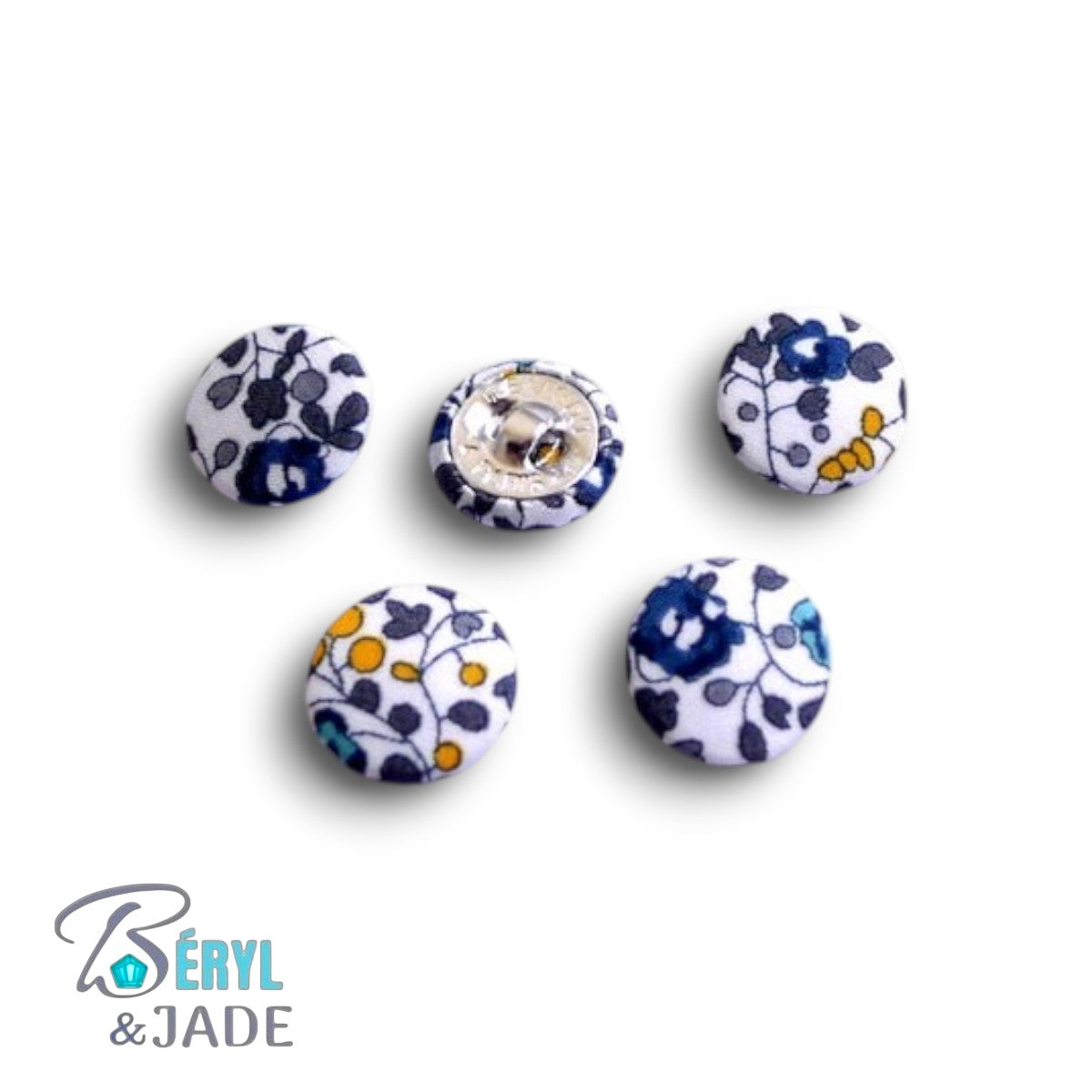 Lot de cinq boutons Liberty semi-bombés 12 mm - Boutons pour chemise homme
