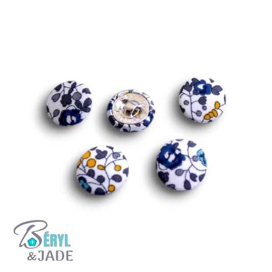 Lot de cinq boutons Liberty semi-bombés 12 mm - Boutons pour chemise homme