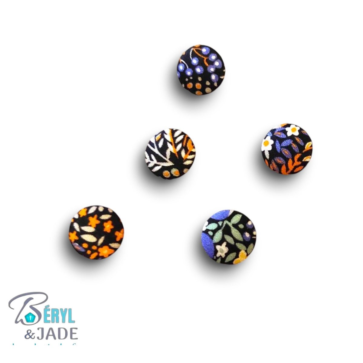 Lot de cinq boutons Liberty semi-bombés 12 mm - Boutons pour chemise homme