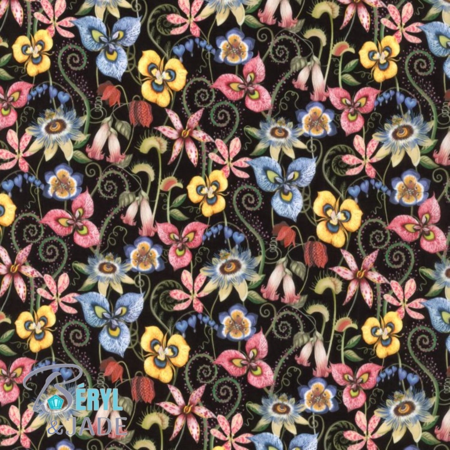 CLOUS D'OREILLE tissu Liberty et acier - couleurs sombres