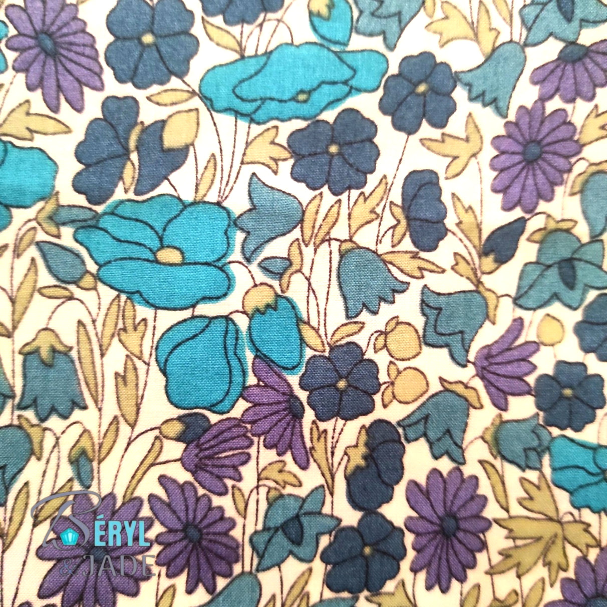 Boucles d'oreille tissu Liberty et acier - Forme carrée