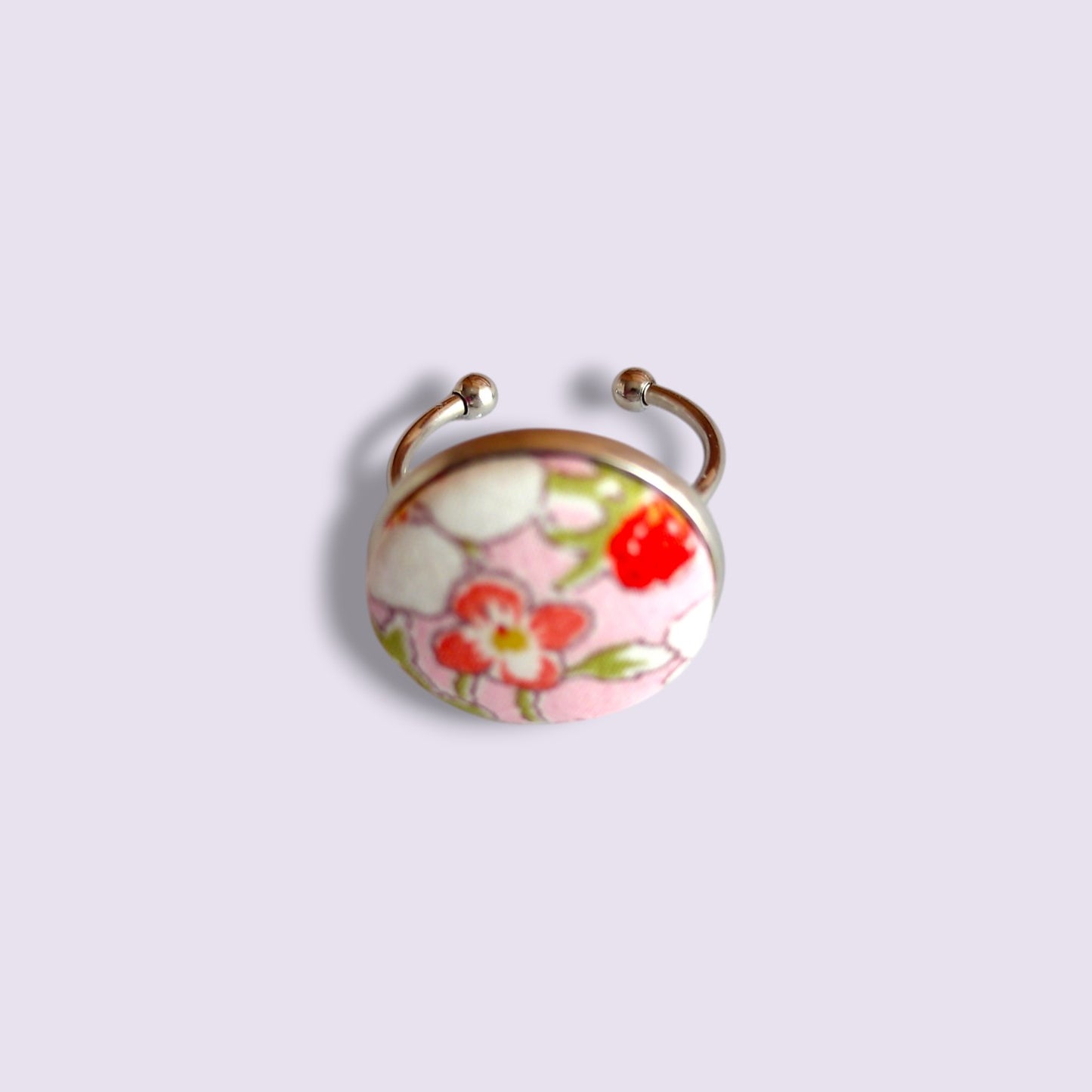 BAGUE Tissu Liberty et Acier couleurs fruitées