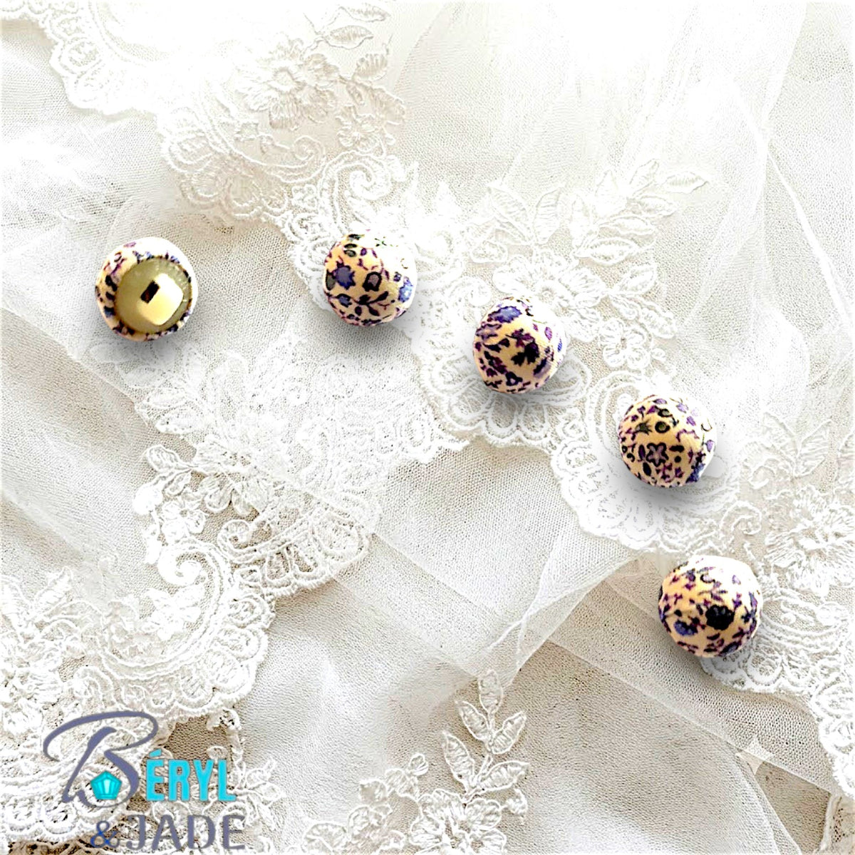 Lot de 12 Boutons Boule tissu Liberty 12 mm