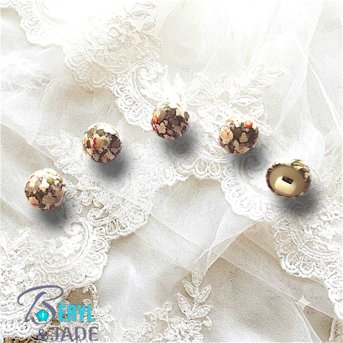 Lot de 12 Boutons Boule tissu Liberty 12 mm