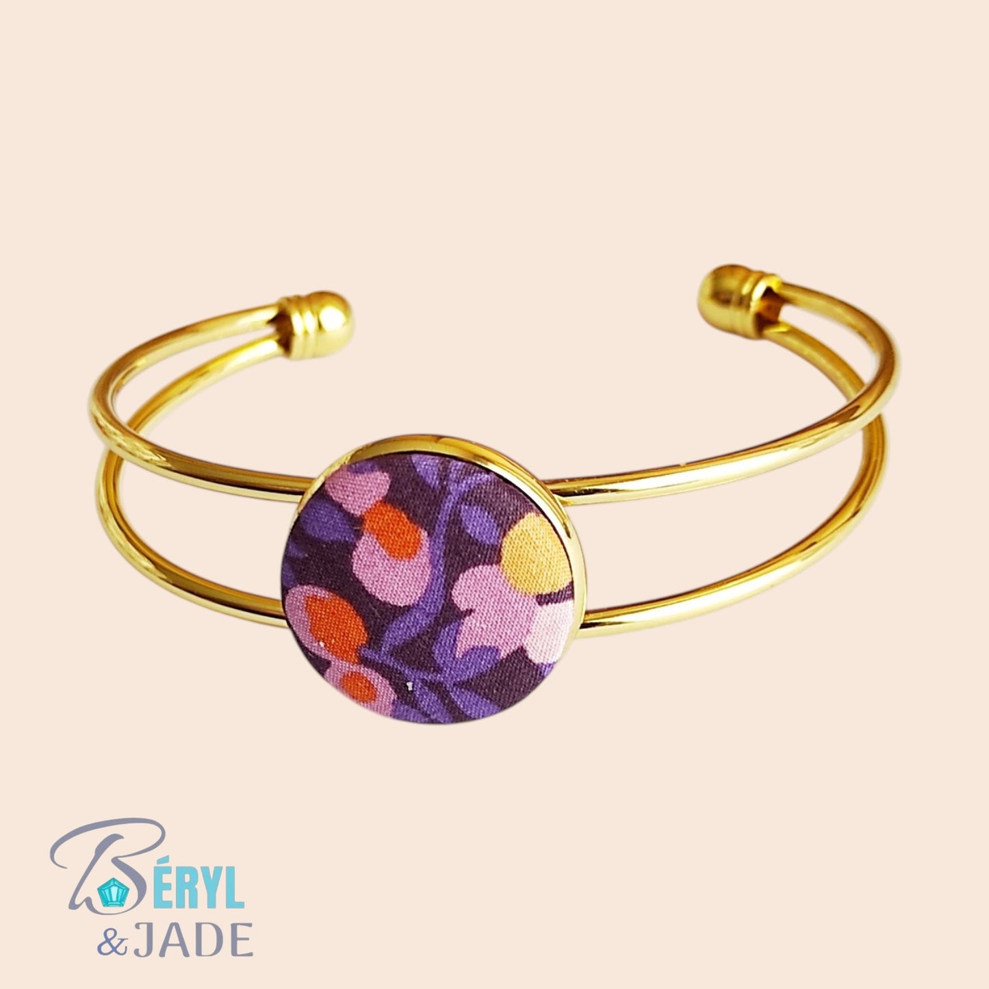 BRACELET Jonc Tissu Liberty Wiltshire aux fonds sombres