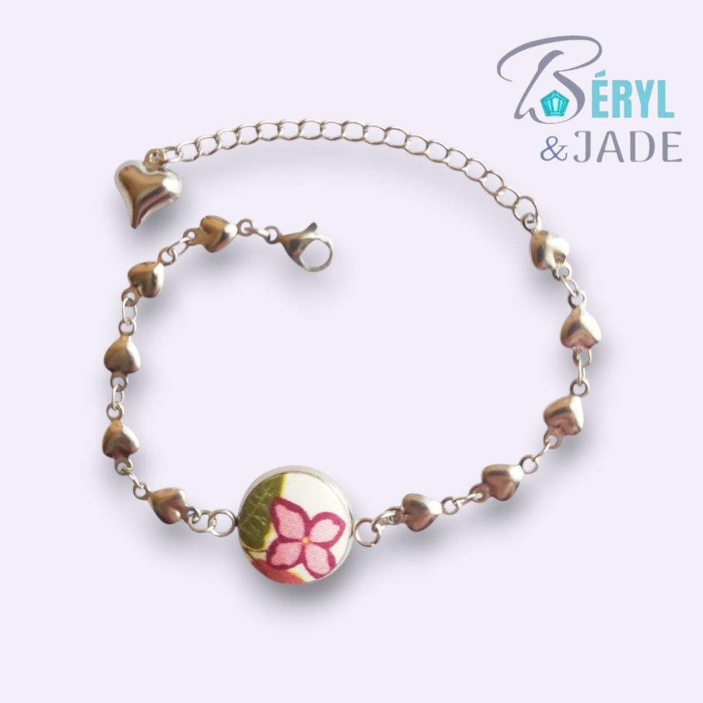 BRACELET tissu Liberty et Acier : Collection " Couleurs Fruitées "