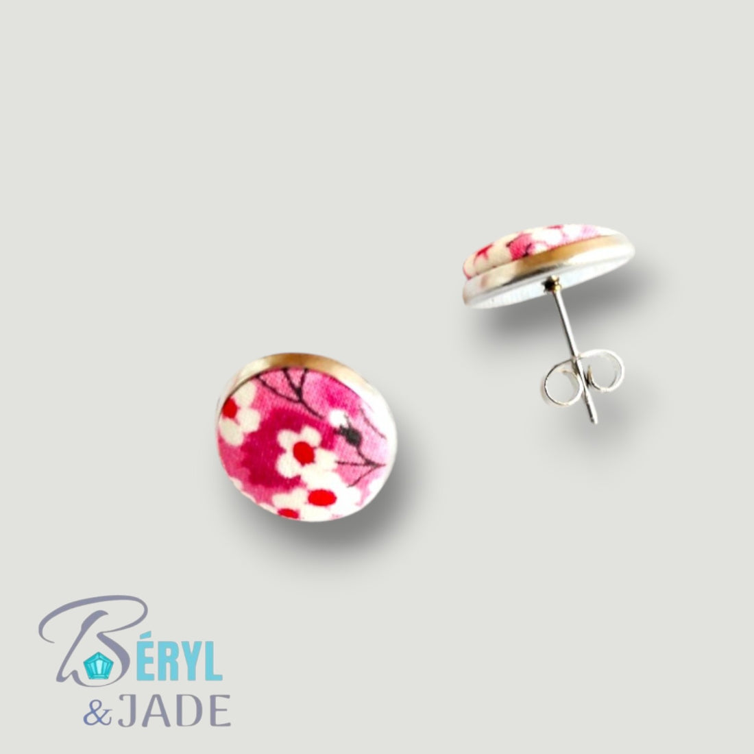 CLOUS D'OREILLE tissu Liberty et acier - couleurs fruitées