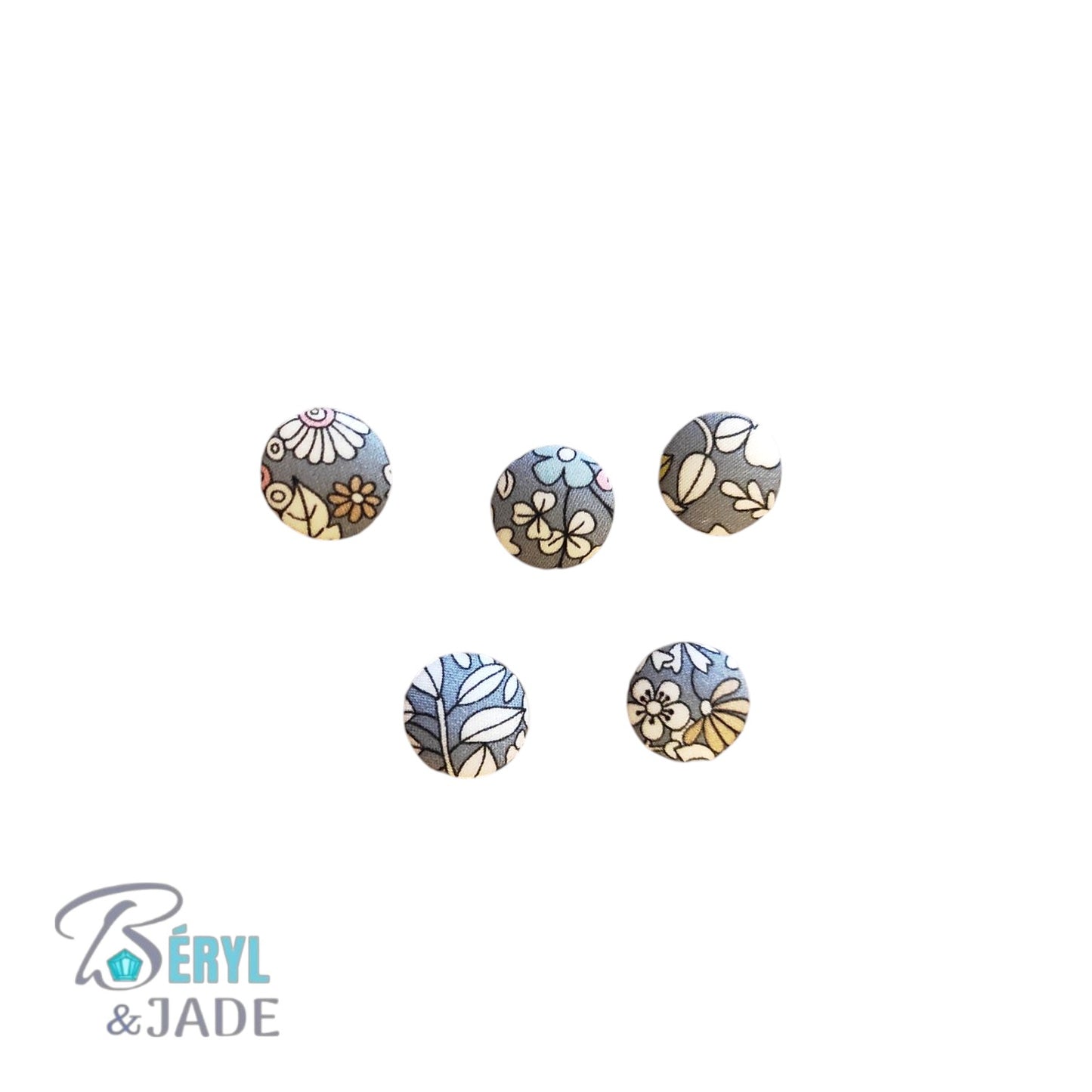 Lot de cinq boutons Liberty semi-bombés 12 mm - Boutons pour chemise homme